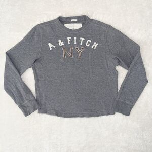 Abercrombie Fitch Muscle Thermal Shirt Mens Size M Long Sleeves Gray Waffle Knit